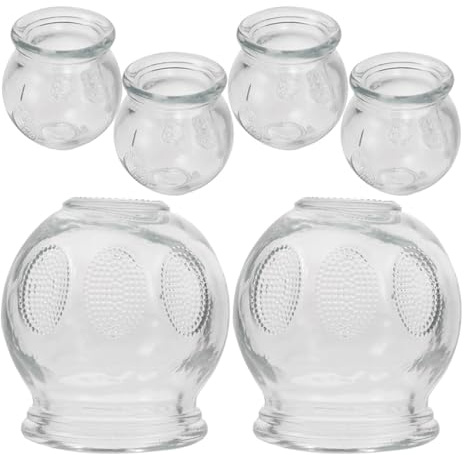 Générique Ensemble de 6 Ventouses Ventouses en Verre pour Massage Corporel en Verre Fond Antidérapant pour Soins Personnels à Domicile Accessoires Massage Relaxants