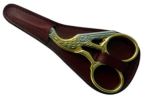Tenartis 376 Forbici Ricamo Dorate 9 cm con Fodero Bordeaux - Qualità Professionale Made in Italy