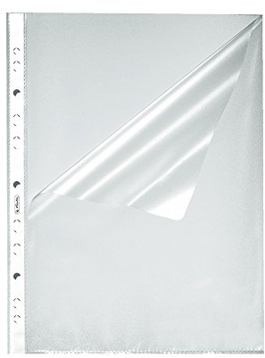 Herlitz 10840098 Prospekthülle A4 genarbt, 300er Packung, oben und seitlich offen