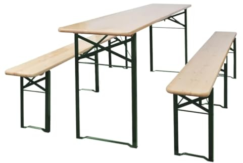 vidaXL Biertisch, Klappbar Gartentisch mit 2 Bänken, Klapptisch Tisch für Garten Terrasse, Stehtisch Biertischgarnitur Bierzelttisch, Tannenholz