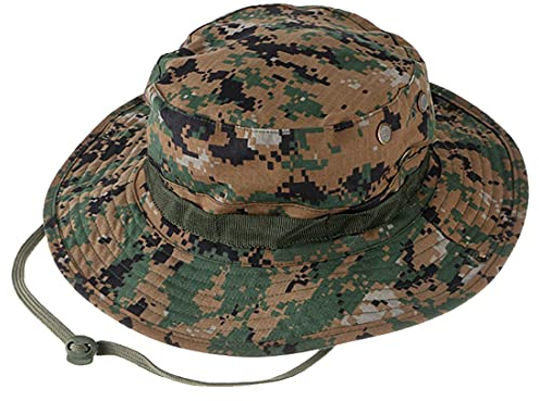 QMFIVE Sombrero Redondo Táctico, Sombrero de Camuflaje Boonie Gorra de protección Solar para el Aire Libre Fishing Climb Camping(AOR2)