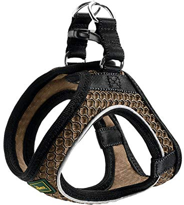 HUNTER Hilo Comfort Geschirr für kleine Hunde, weiches Mesh-Material, luftdurchlässig, Zugentlastung, reflektierend, Polyester, Braun, XS-S