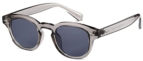 Gtand Occhiali da sole unisex vintage retrò rotondi colorati per uomo donna moda cerchio occhiali da sole 46 mm, Montatura C22 Grigio Cristallo/Lenti Grigio, 46mm