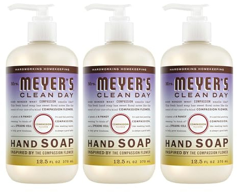 MRS. MEYER'S CLEAN DAY Hand Soap, Compassion Flower Scent, 12.5 Fl Oz Bottle - 3 Pack