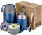 Thermobehälter für Essen 500ml & 700ml Edelstahl Warmhaltebebehälter mit faltbaren Löffel, Speißen, Babynahrung, Suppe, Brei, Joghurt, Thermo Speisgefäß Unterwegs, 2 Isolierbehälter im Set,Blau