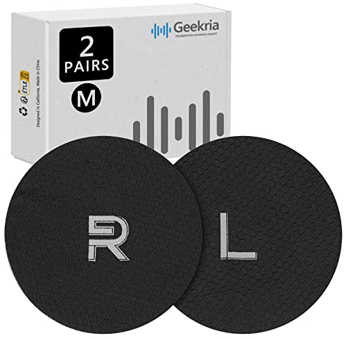 Geekria 2 Pares de Fundas para Auriculares de Tela Flexible, Protectores Lavables para Auriculares supraaurales, Funda para el Sudor para Calidez y Comodidad (M/Negro)