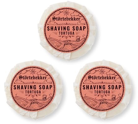 Störtebekker® Premium Rasierseife Tortuga 70g x 3 - Handgefertigte Seife für ergiebigen Rasierschaum - Perfekt für die Rasur mit Rasierhobel & Rasiermesser - Vegane Rasierseife Damen & Herren