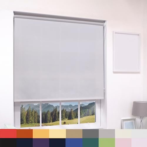 Deluxe Daylight Roller Blinds Light Filtering Premium Fabric Easy Fit Metal Brackets Bedroom Living Room Office Child Safe Trimmable Light Grey 180cm Width x 160cm Drop