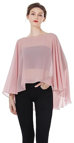 BEAUTELICATE Damen Stola Schal Chiffon Umhang Cape Elegant Für Hochzeit Brautkleid Abendkleid Festlich Ballkleid Strandkleid (Kurzer Stil - Ballet Pink, Einheitsgröße)