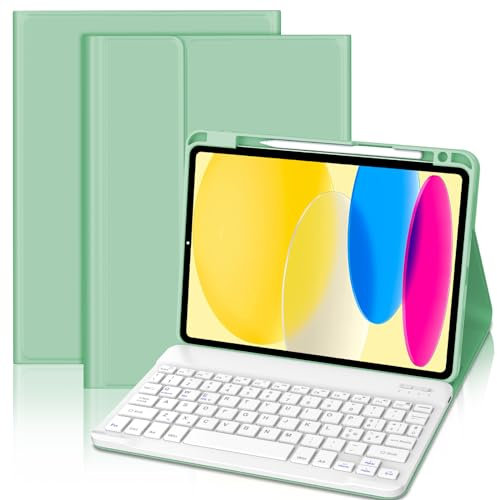 Tangentbordsfodral iPad 11 Generation A16 2025/10 Generation 10,9 tum 2022 för Apple Pencil, Italiensk QWERTY avtagbart Bluetooth-tangentbord för iPad 10 Gen/11 Gen A16 2025, grön
