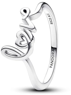 PANDORA Moments Handgeschriebenes Love Ring mit vergoldeter Metalllegierung, Größe 56, 193058C00-56