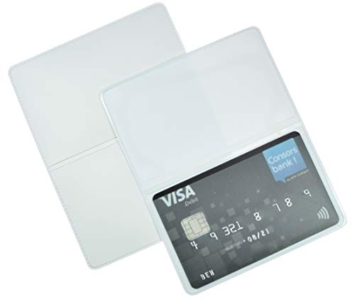 orgaexpert EC Kartenhülle Mappe Weiß für 2 Karten 119x94mm Ausweisetui Visitenkartenetui Mäppchen Schutzhülle Bus-Bahnticket Fahrkarte Impfkarte