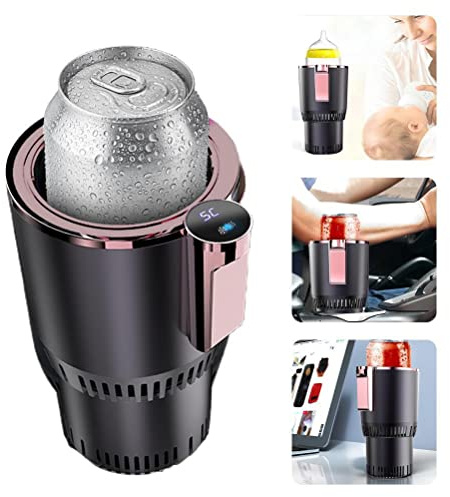 Klanata Smart 2 en 1 Calentador y refrigerador de Tazas para Coche, Soporte automático para Tazas con Funciones de refrigeración y calefacción, Enfriador de Bebidas Aislante para (Purple Gold)