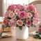 KARLOR Künstlich Blumenstrauß Set, 2 Bündel Kunstblumen Pfingstrosen Hortensien rosa Kunstblumen wie Echt Seidenpfingstrosen Hochzeit Blumenarrangements Tischaufsätze Heim Deko (rosa & dunkelrosa)