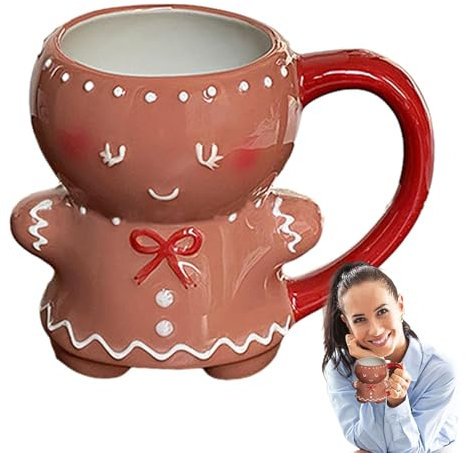 Neslar pepparkaksmannen julkoppar, julpepparkaks-kaffekopp, keramisk kaffekopp med handtag, julmugg gingerbread mugg, söt pepparkaksgubbe drickbägare