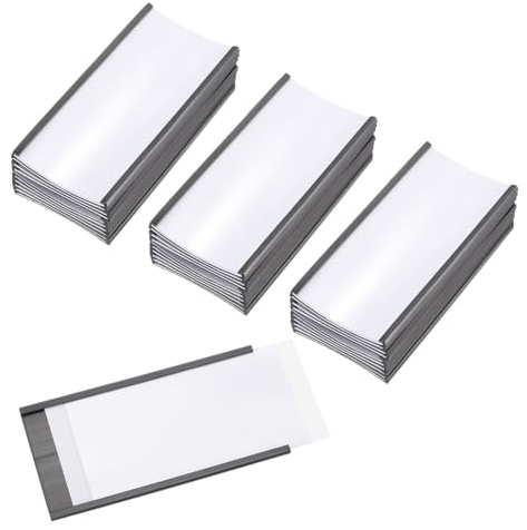 PATIKIL Magnetisk etiketthållare 10 cm x 5 cm med pappersinsatser, 50 st C kanal magnetiska arkivskåp etiketter hylla datakorthållare skyltar för metallställ hyllor whiteboard verktygslåda