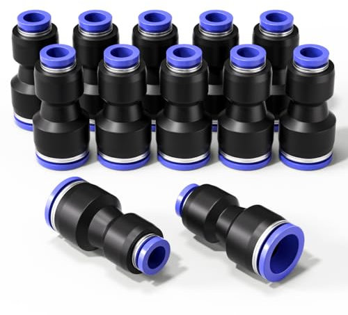 Bwintech 12 Pcs 8mm to 14mm Pneumatic Straight Reducing Push to Connect Adapter Quick Release Reducer Fittings (PG8-14)