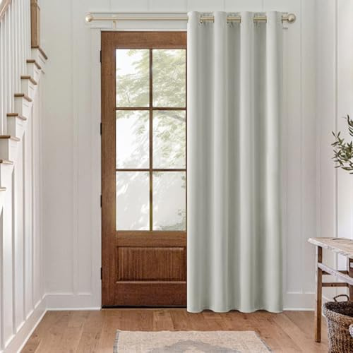 MIULEE Verdunklungsvorhang Hellgrau Blickdichte Vorhänge mit Ösen Thermovorhang Hitzeschutz Türvorhang 1 Stück H 225 x B 140 cm Tür Gardinen Abdunkelnde Wohnzimmer Schlafzimmer Blackout Curtain