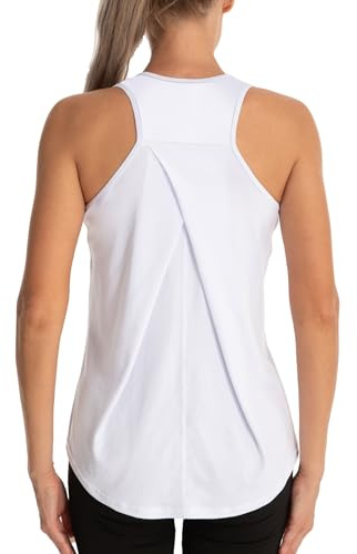 Dawnrole Gym Tops for Women Sleeveless Yoga Fitness Shirts Racerback Sports Top Women White