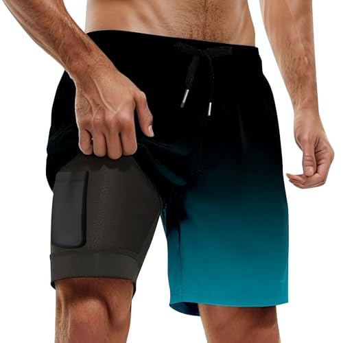 Bañador Hombre con Forro Compresión y Bolsillos Shorts de Baño para Natación Secado Rápido Hidrófugo Banador para Hombre Pantalones Cortos Hombres Shorts Verano Suave Ligero