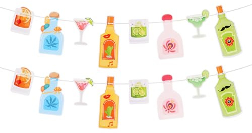 Drink Birthday Banner, Pre-Strung Bar Tequila Theme Party Decorations Photo Backdrop for Birthday Veil Bachelorette Fiesta Margarita & Cocktail Night Stock Celebrations the Bar Decor