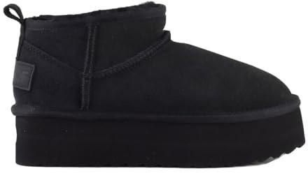 Colors of California Platform Sheepskin Suede Boot Color Bla, Size 36 EU BLA 36, Bla, 37 EU