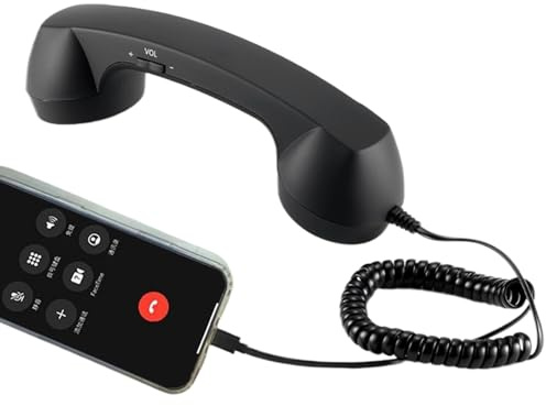 Retro telefonheadset | mottagare med mikrofon | Type-C-headset för mobila enheter - för videokonferenser, arbete, bärbar dator, smartphone, kontor, skola, sovrum