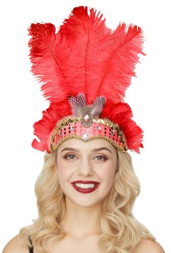 Showgirl Headpiece for Women Girls, Women's Feather Headpiece Carnival Headdress Showgirl Accessories for Costume Party Styling Headdress