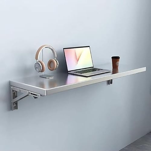 Fällbart väggbord i rostfritt stål, flytande skrivbord för matsal eller bar, platsbesparande design, hållbar konstruktion, lätt att installera