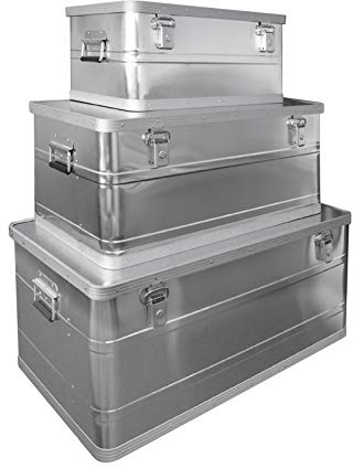 Alu Transportbox Alubox 3er Set 45/90/140 Ltr. Transportkiste Werkzeugkiste