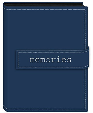 Pioneer Photo Albums 36-Pocket 4 by 6-Inch Embroidered Memories Strap Sewn Leatherette Cover Photo Album, Mini, Blue
