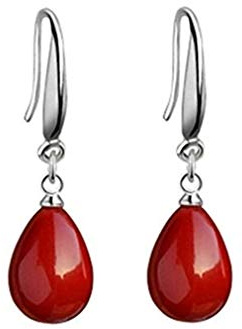YAXUN Damen Rote Ohrringe 925 Sterling Silber Ohrhänger Rot Teardrop Muschel Perlen Ohrringe Set Schmuck Geschenke für Frauen Mädchen und Exquisite Schmuck Geschenkbox