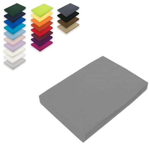 EXKLUSIV HEIMTEXTIL Topper Jersey Spannbettlaken 180 x 200 cm Grau
