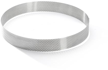 De Buyer – VALHORNA runder Tortenring aus perforiertem Edelstahl – Durchmesser 24,5 cm, Höhe 3,5 cm – 3098.09, Silber
