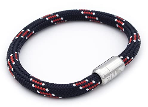 Wind Passion Röd Lätt Nautiskt Paracord Armband med Magnetiskt Lås för Herr och Dam, Stor Storlek