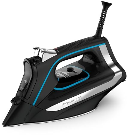 Rowenta, Iron, Smart Temp Stainless Steel Soleplate Steam Iron for Clothes, 380 Microsteam Holes, 1725 Watts Ironing, Auto-Off, Fabric Steamer, Black Clothes Iron, DW3261, Black