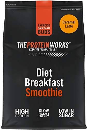 THE PROTEIN WORKS Frullato Dietetico Per La Colazione, Caramel Latte, Colazione Rapida, Alto contenuto di proteine e basso contenuto di zucchero 500 g