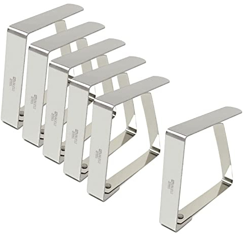 Honbay 6PCS Stainless Steel Large Strong Cloth Clip,Tablecloth Clamp Holder, Table Cover Clamps,Table Cloth Holders, Table Cloth Clips Holders for Outdoor and Indoor(Up to 2)
