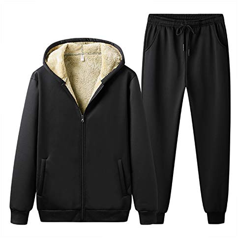 Jamron Herr Plus Storlek 2 Delar/3 Delar Vinter Fleece Träningsoverall Set Aktiva Sportkläder Joggingdräkter (S-6XL)