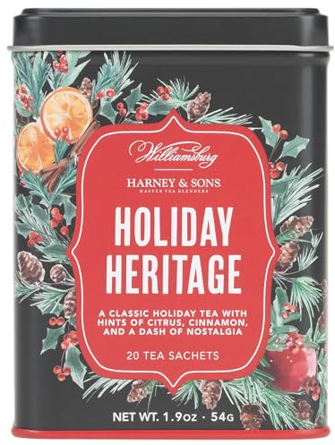 Harney & Sons Holiday Heritage Colonial Williamsburg Blend | Black Tea with Warm Apple, Cinnamon, and Orange Peel,20 Count (Pack of 1)