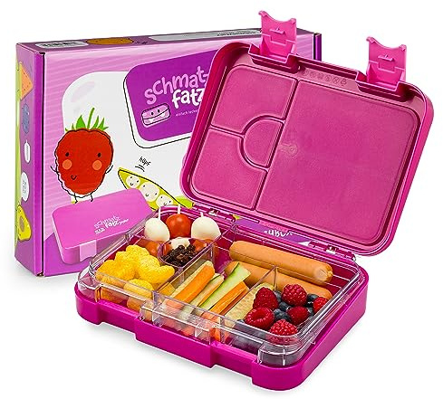 schmatzfatz Fiambrera Infantil con Compartimentos, Tupper Niños Colegio, Taper Infantil de Colores, Loncheras para Niños con Secciones sin BPA y a Prueba de Fugas, Apta para Lavavajillas