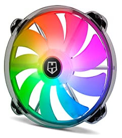 NOX XTREME PRODUCTS Hummer X200 -NXHUMMERX200FAN- Ventilador para Caja PC 200 mm, ARGB, 9 aspas traslúcidas, diseño silencioso super slim, rodamientos hidráulicos, esquinas soporte goma, Negro