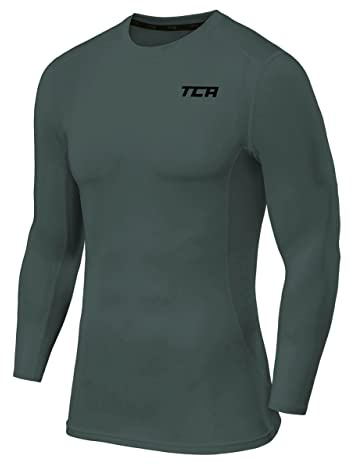 TCA Herr Pro Performance Långärmad löpningskompressionsbaslager topp - Mörkgrön, M