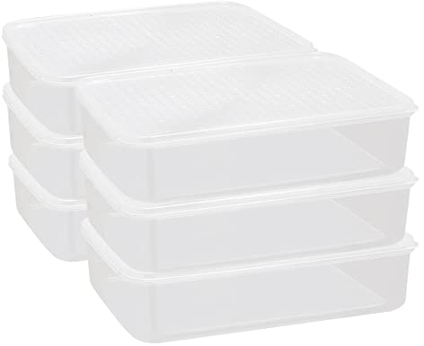 Cetomo 1.1L*6 Boîte Conservation Alimentaire, Conteneur Alimentaire, Boîte de Rangement, Récipient de Congélateur avec Couvercle, Sécuritaire au Micro-ondes, Sans BPA, Plastique, Clair, 1.1L-Lot de 6