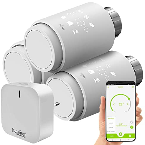 revolt Digitale Thermostate: 3er-Set programmierbare Heizkörper-Thermostate mit WLAN-Gateway & App (Heizkörpersteuerung, Smart, Programmierbares)