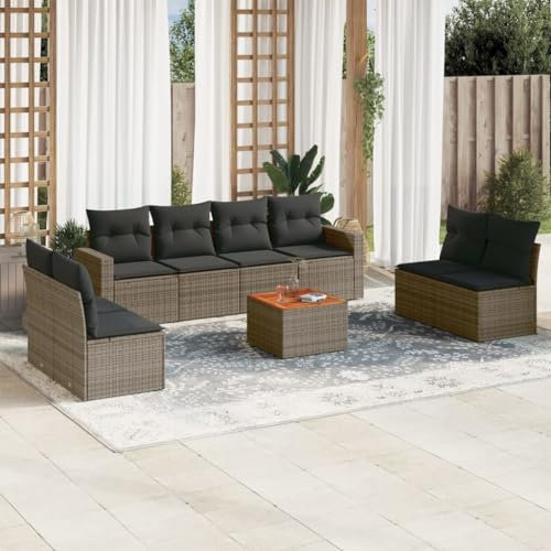 SECOLI Conjunto de muebles de jardín de ratán con espacio de almacenamiento, XXL, muebles de terraza, sofá de salón, grupo de asientos de ratán, muebles de esquina, juego de muebles de balcón, color