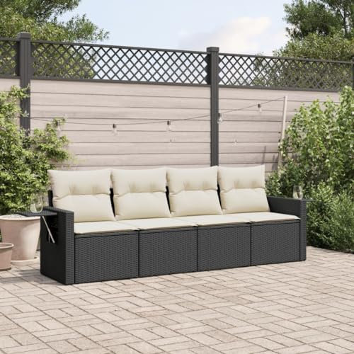 Festnight Balkon Sofa 4 Sitzer mit Stauraum Gartenlounge Klein Balkon Lounge Rattan Sofa Rattansofa Gartensofa Ecksofa Lounge Sofa Outdoor Balkonmöbel Gartenmöbel Ecklounge Sitzecke Balkon Klein