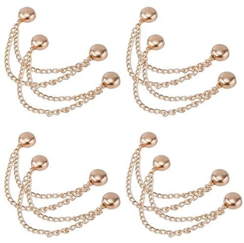 8pcs Multi-Function Magnetic Clothing Clips, Magnetic Button Clips with Chain Widely Used Magnet Clothing Pins Pant Waist Tightener Clip for Shirt Skirt Pants Dress(Gold)