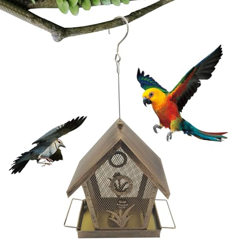 manhegari - para pájaros y pájaros antiardillas, comederos para pájaros de Malla metálica al Aire Libre suspendido | Estación de alimentación Resistente a Las inclemencias del Tiempo para
