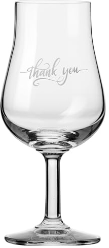 Krosno Bicchiere con scritta „Thank You“, „Grazie“ per whisky, brandy e liquori 110 ml,1 pezzo – elegante cristallo senza piombo – regalo, bicchiere decorativo, ringraziamento